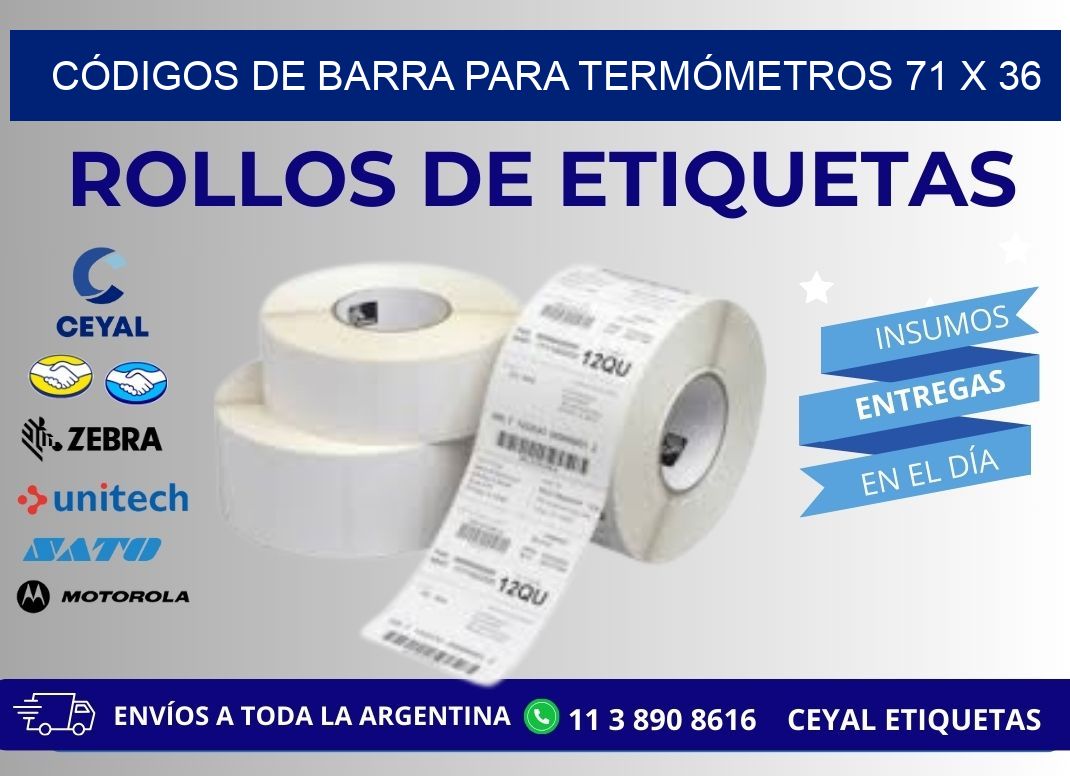 CÓDIGOS DE BARRA PARA TERMÓMETROS 71 x 36