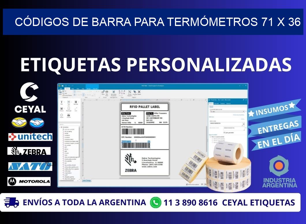 CÓDIGOS DE BARRA PARA TERMÓMETROS 71 x 36
