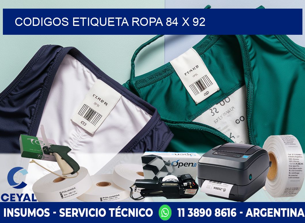 CODIGOS ETIQUETA ROPA 84 x 92