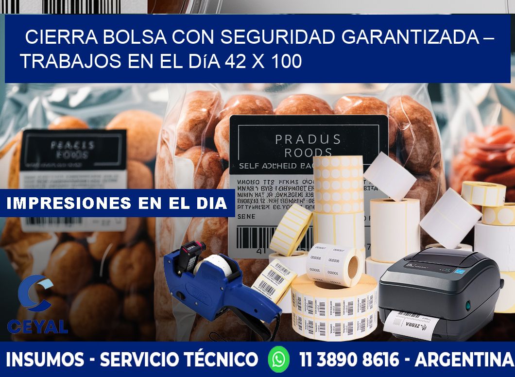 Cierra bolsa con seguridad garantizada – Trabajos en el día 42 x 100