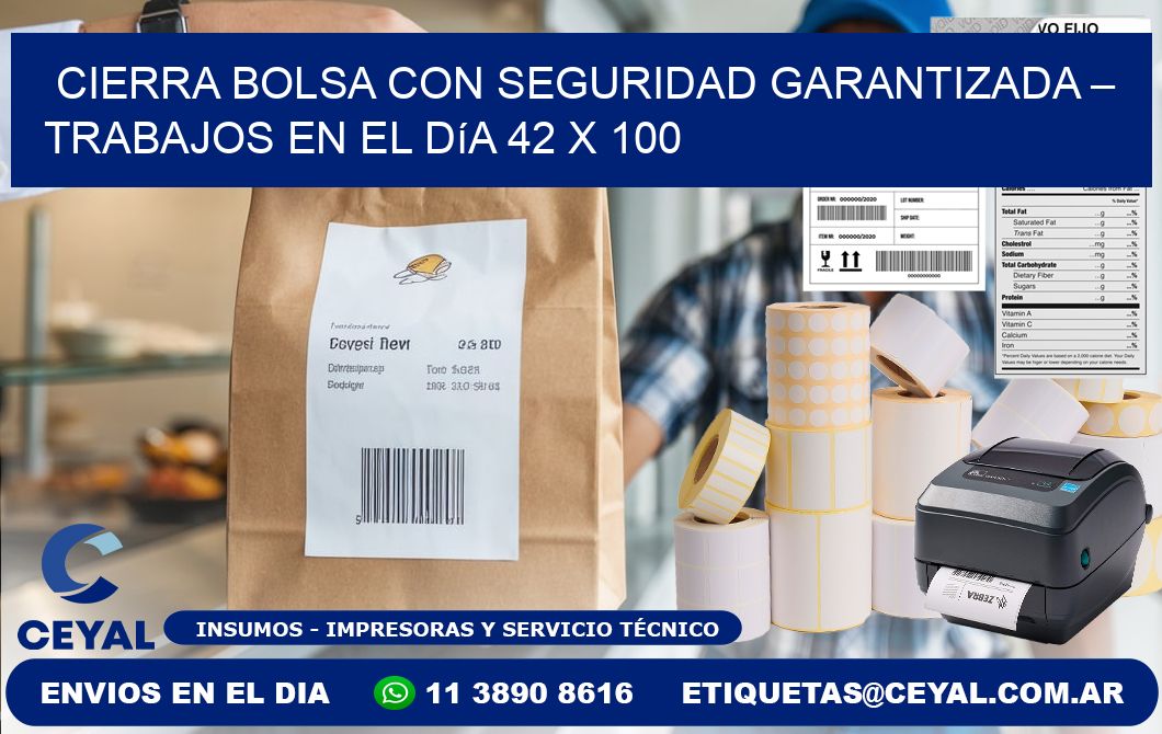 Cierra bolsa con seguridad garantizada – Trabajos en el día 42 x 100