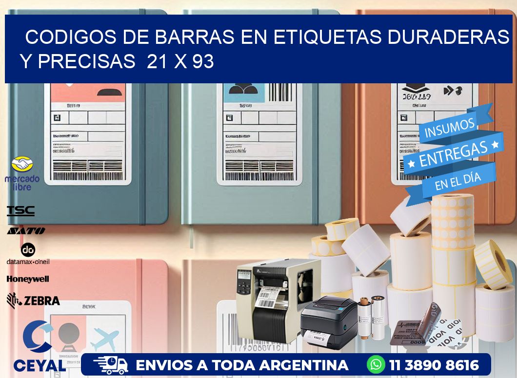 Codigos de Barras en Etiquetas Duraderas y Precisas  21 x 93