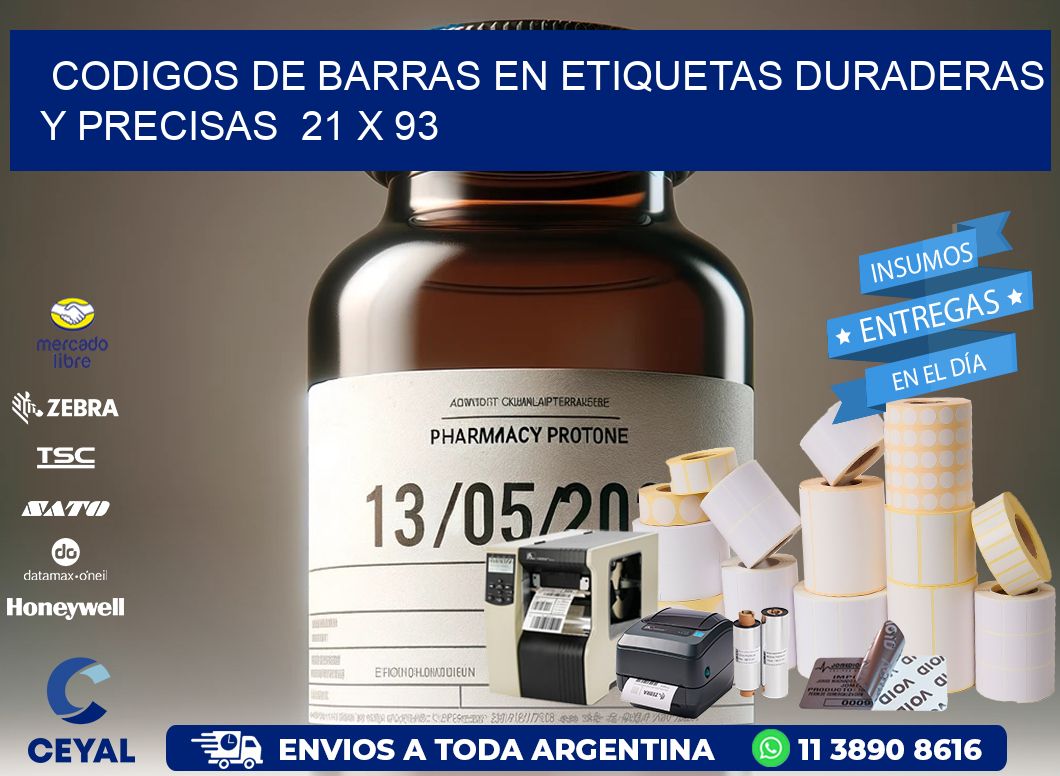 Codigos de Barras en Etiquetas Duraderas y Precisas  21 x 93