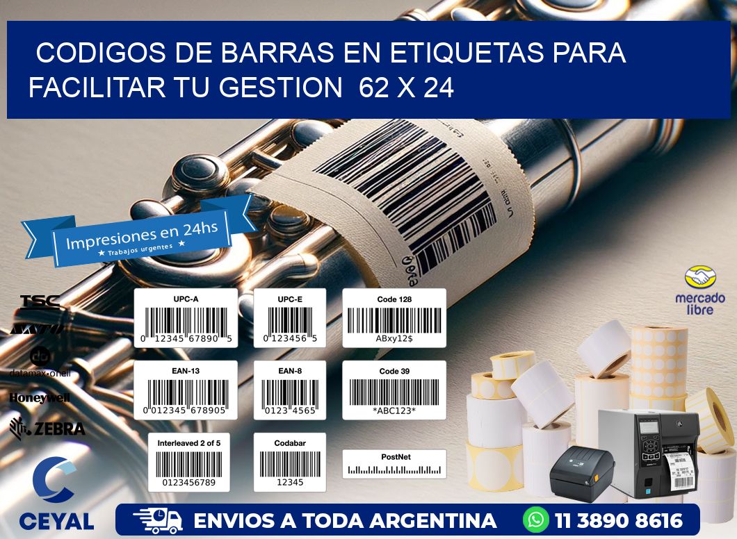 Codigos de Barras en Etiquetas para Facilitar tu Gestion  62 x 24