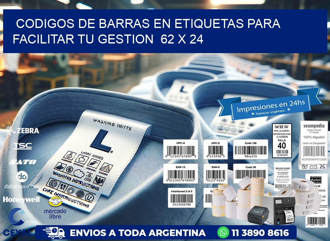 Codigos de Barras en Etiquetas para Facilitar tu Gestion  62 x 24