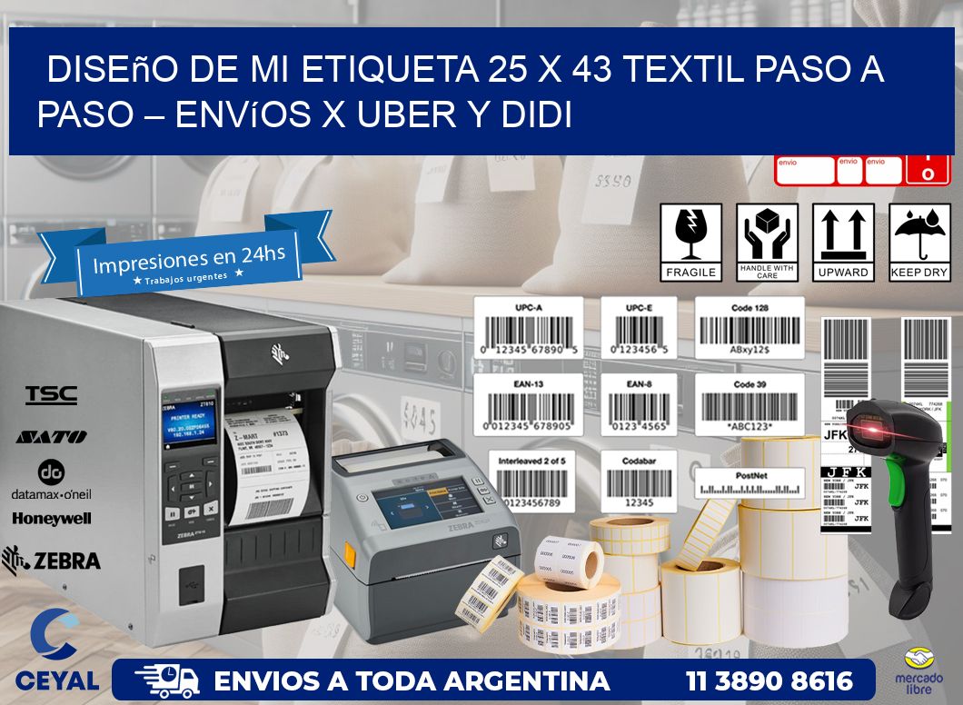 Diseño de mi Etiqueta 25 x 43 textil paso a paso – Envíos x Uber y DiDi