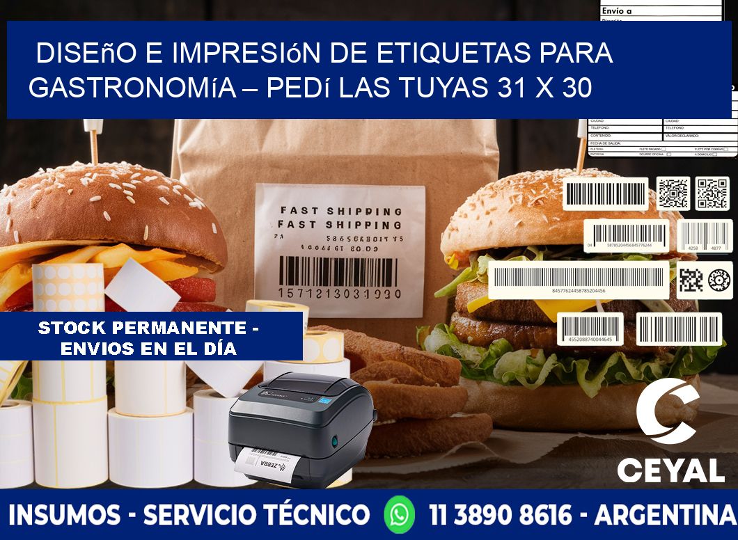 Diseño e impresión de etiquetas para gastronomía – Pedí las tuyas 31 x 30