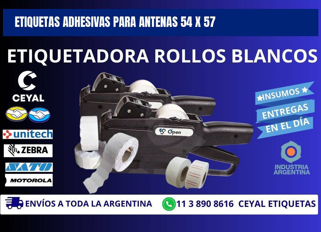 ETIQUETAS ADHESIVAS PARA ANTENAS 54 x 57