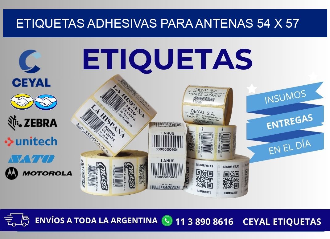 ETIQUETAS ADHESIVAS PARA ANTENAS 54 x 57
