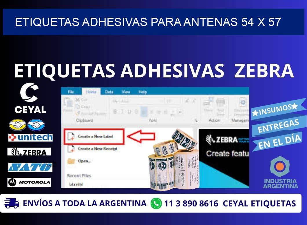 ETIQUETAS ADHESIVAS PARA ANTENAS 54 x 57