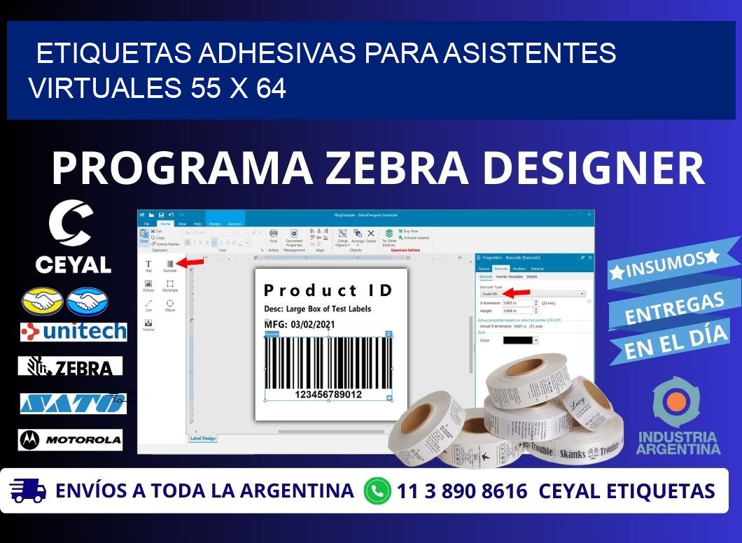 ETIQUETAS ADHESIVAS PARA ASISTENTES VIRTUALES 55 x 64