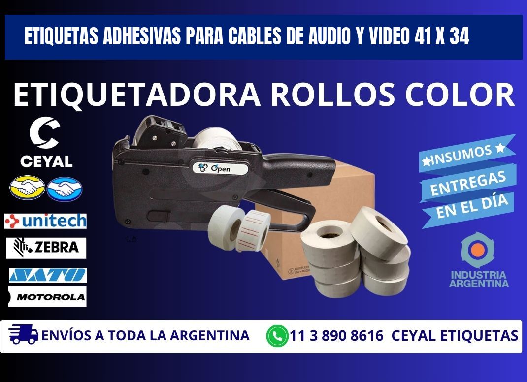 ETIQUETAS ADHESIVAS PARA CABLES DE AUDIO Y VIDEO 41 x 34