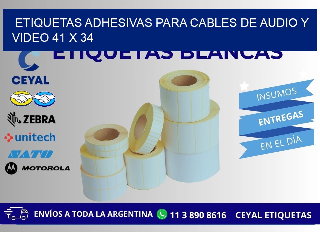 ETIQUETAS ADHESIVAS PARA CABLES DE AUDIO Y VIDEO 41 x 34