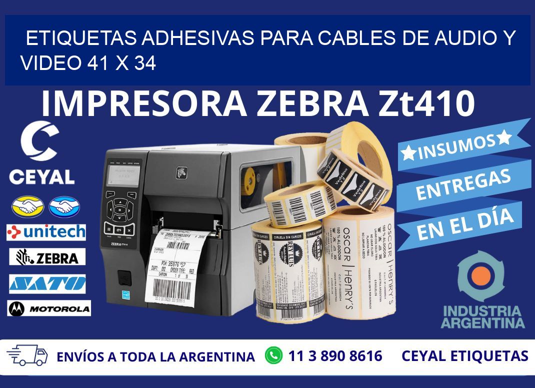 ETIQUETAS ADHESIVAS PARA CABLES DE AUDIO Y VIDEO 41 x 34