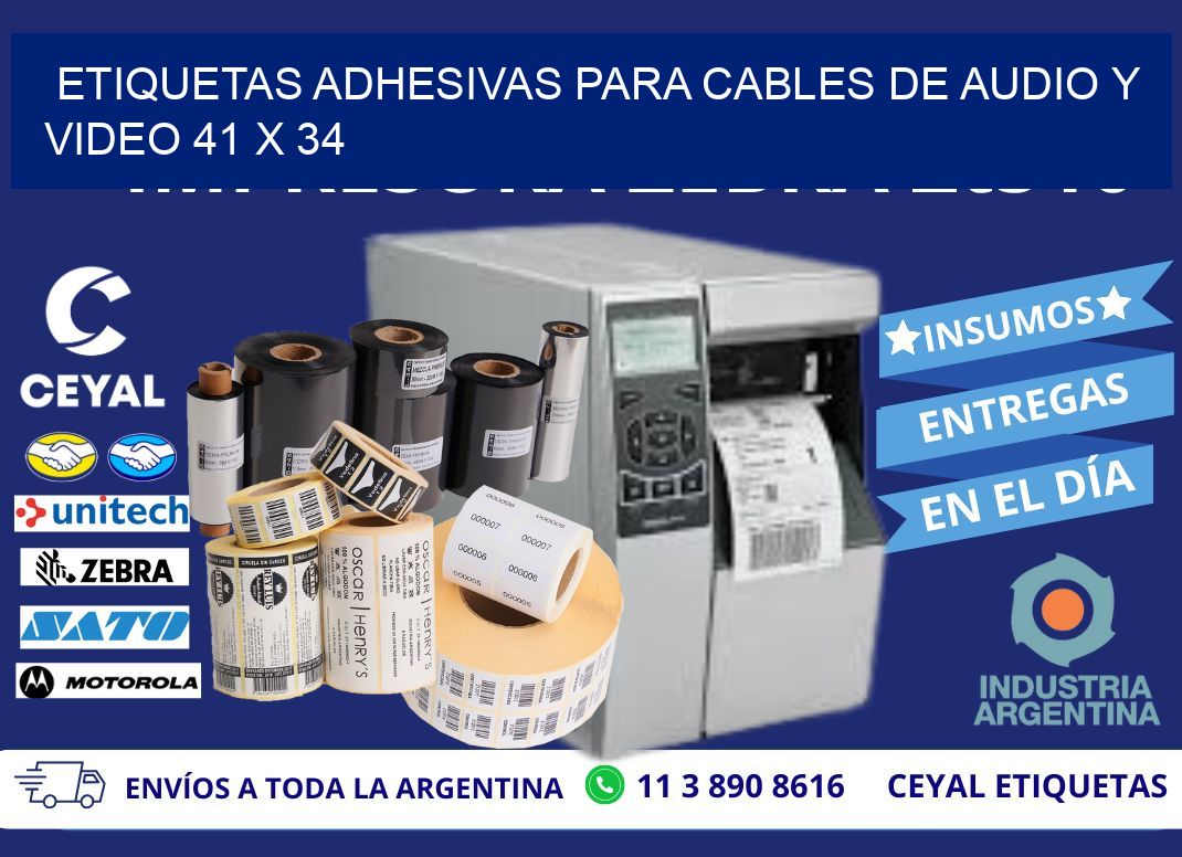 ETIQUETAS ADHESIVAS PARA CABLES DE AUDIO Y VIDEO 41 x 34