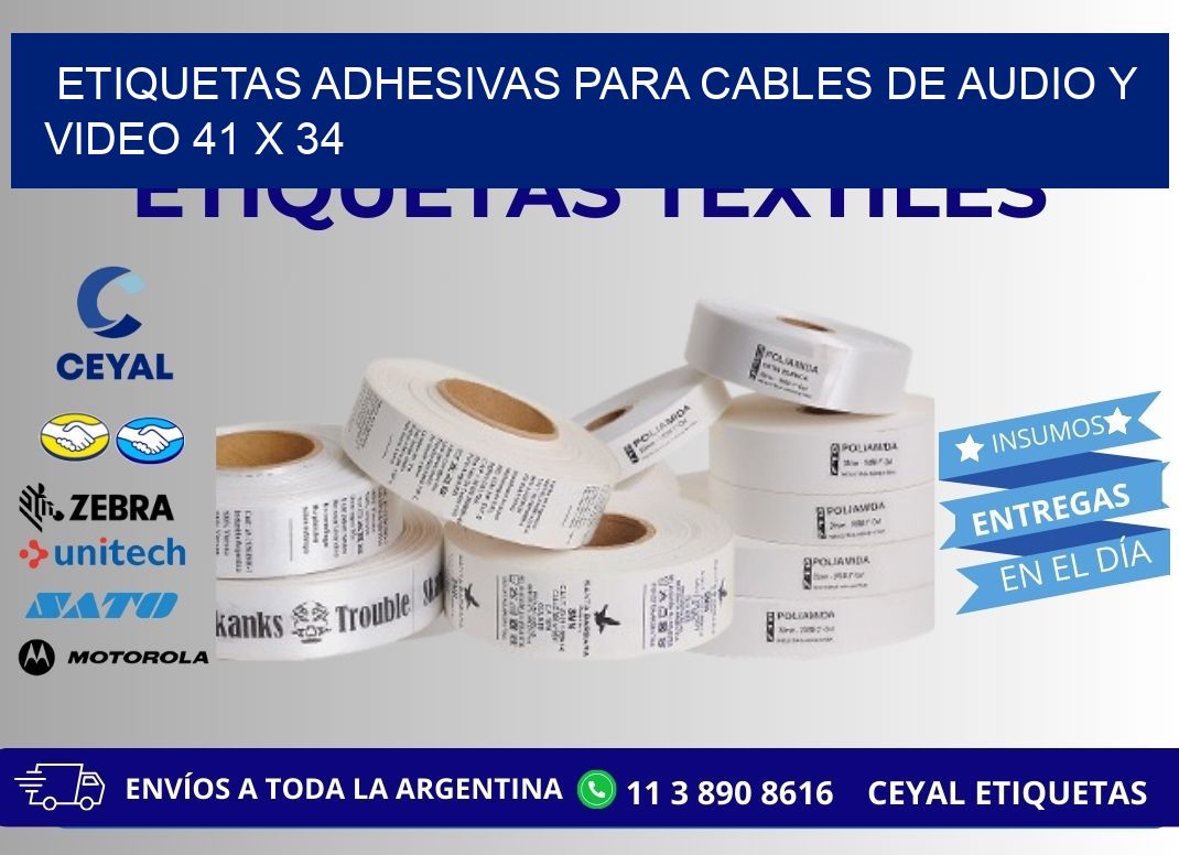 ETIQUETAS ADHESIVAS PARA CABLES DE AUDIO Y VIDEO 41 x 34