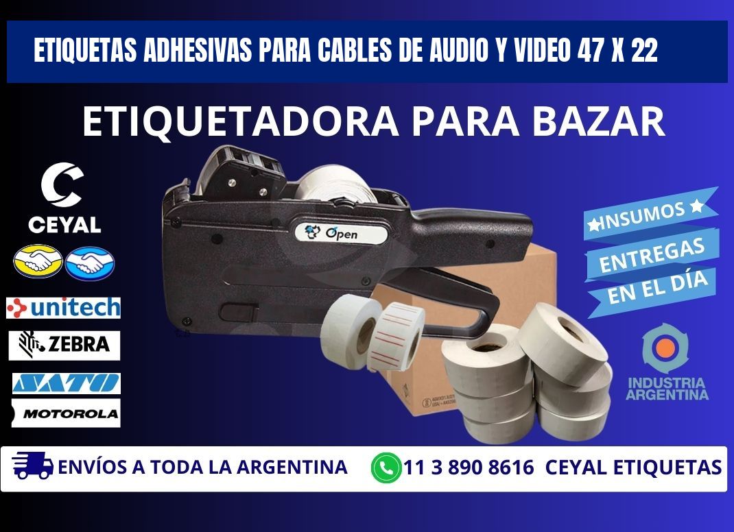 ETIQUETAS ADHESIVAS PARA CABLES DE AUDIO Y VIDEO 47 x 22