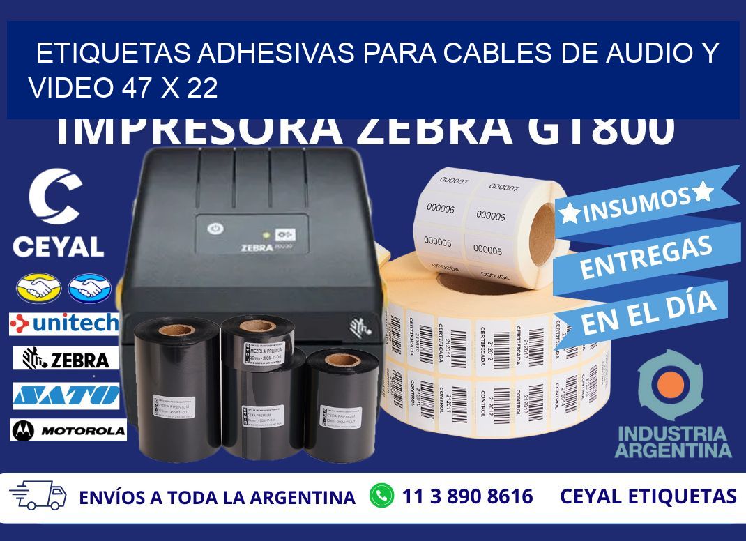 ETIQUETAS ADHESIVAS PARA CABLES DE AUDIO Y VIDEO 47 x 22