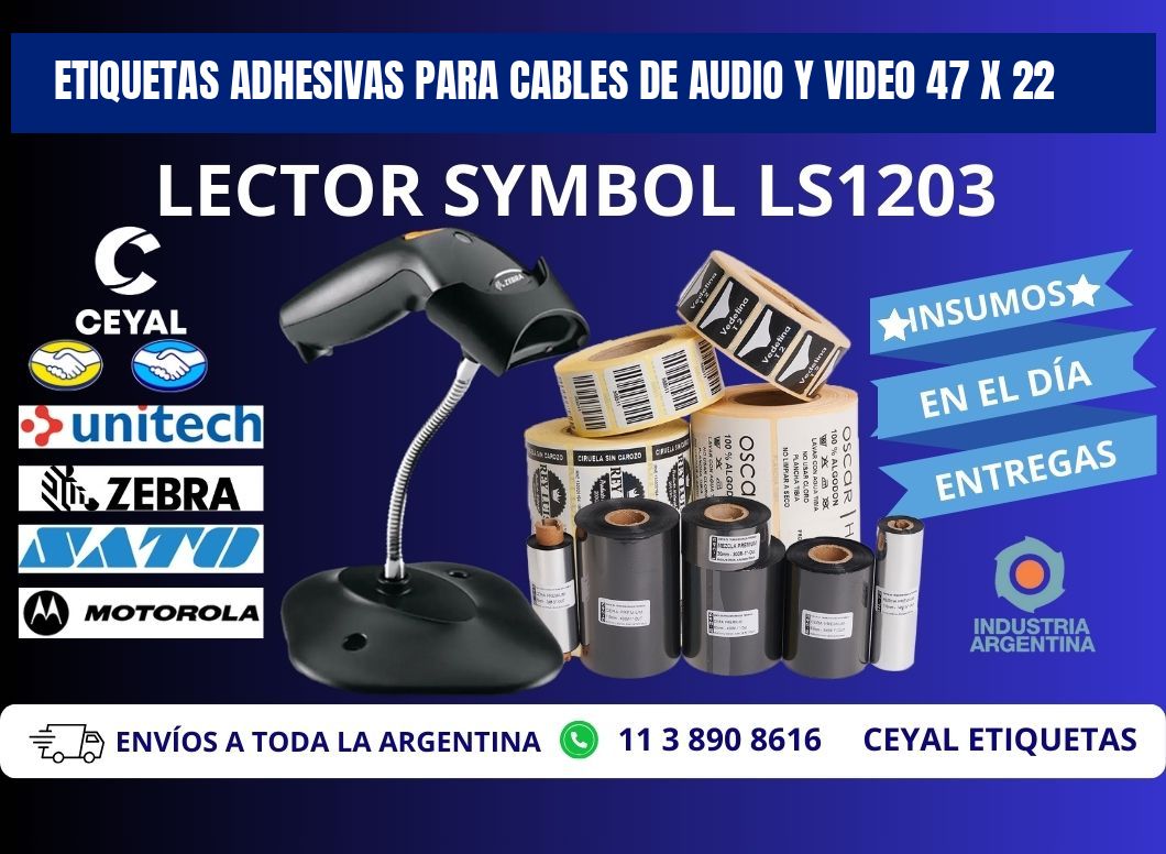 ETIQUETAS ADHESIVAS PARA CABLES DE AUDIO Y VIDEO 47 x 22