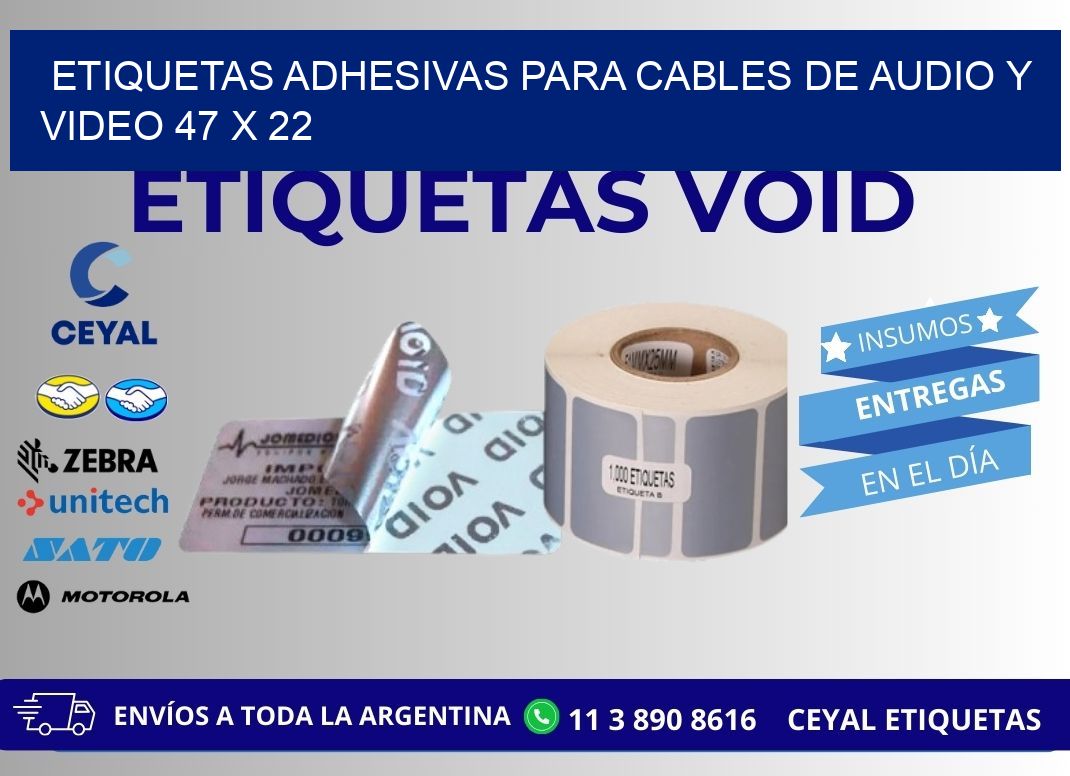 ETIQUETAS ADHESIVAS PARA CABLES DE AUDIO Y VIDEO 47 x 22