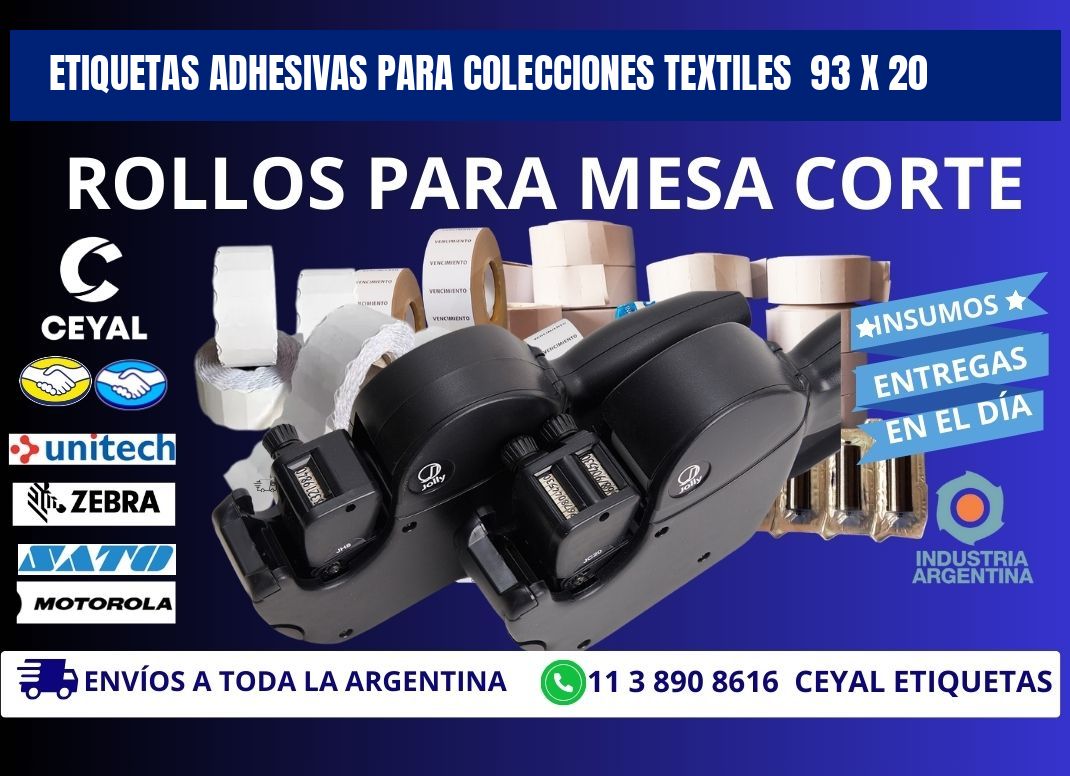 ETIQUETAS ADHESIVAS PARA COLECCIONES TEXTILES  93 x 20