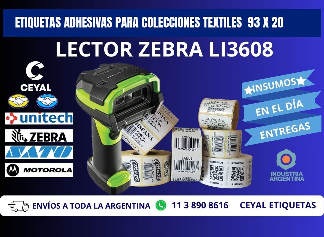 ETIQUETAS ADHESIVAS PARA COLECCIONES TEXTILES  93 x 20