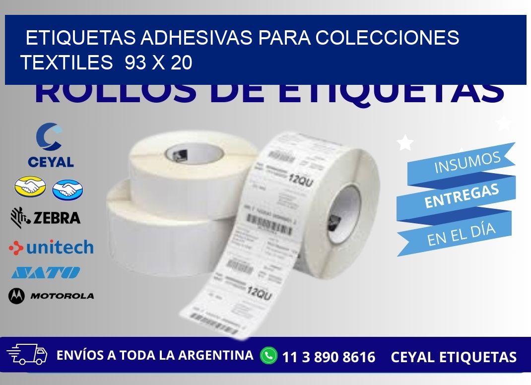 ETIQUETAS ADHESIVAS PARA COLECCIONES TEXTILES  93 x 20