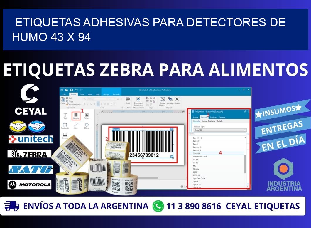 ETIQUETAS ADHESIVAS PARA DETECTORES DE HUMO 43 x 94