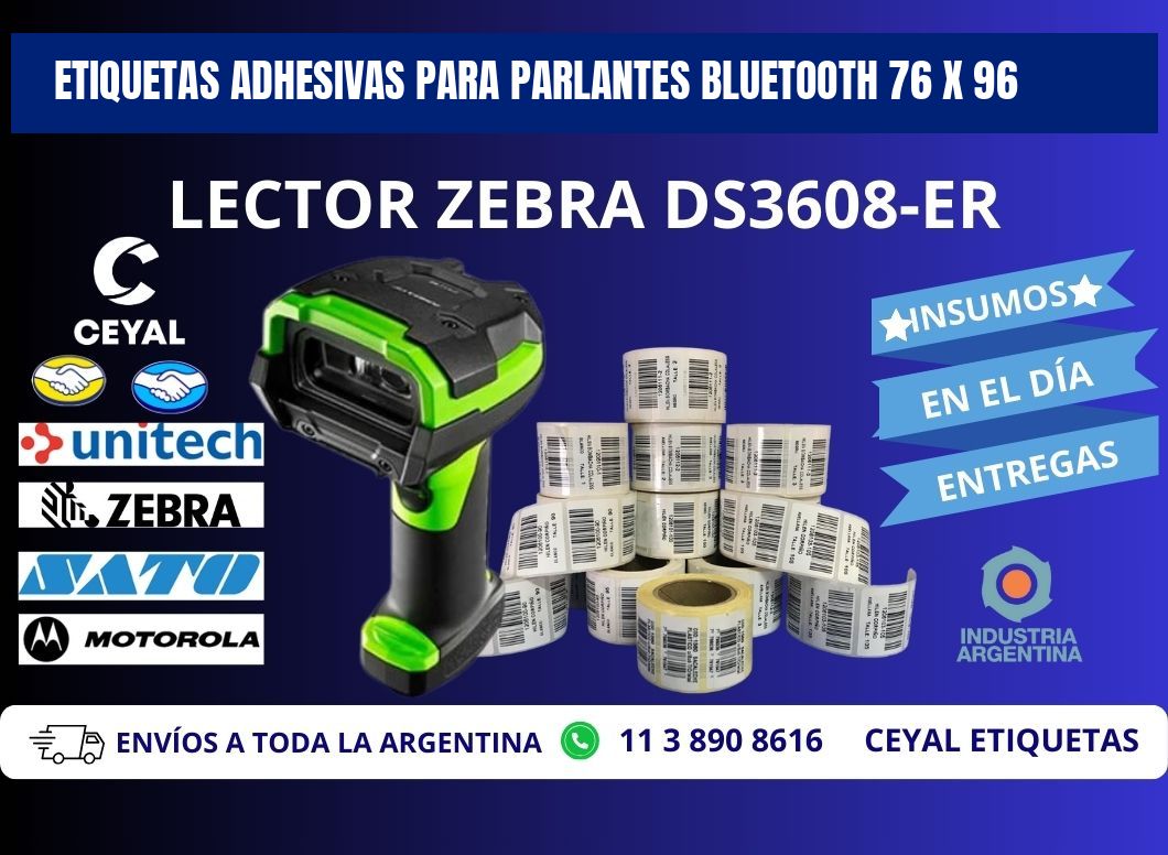 ETIQUETAS ADHESIVAS PARA PARLANTES BLUETOOTH 76 x 96