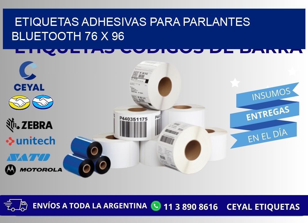ETIQUETAS ADHESIVAS PARA PARLANTES BLUETOOTH 76 x 96