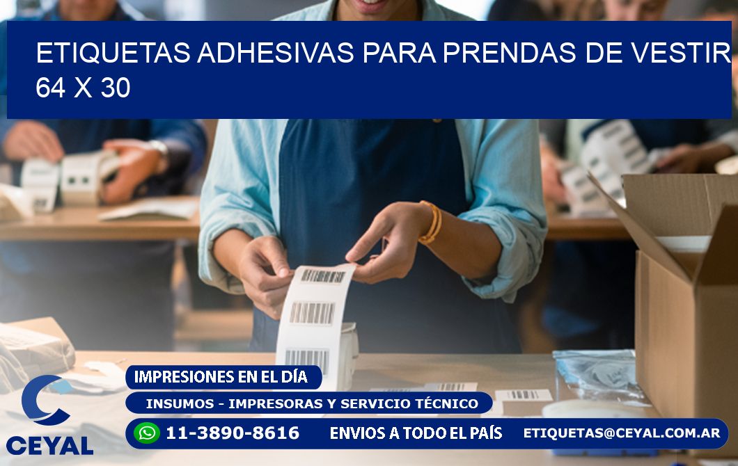 ETIQUETAS ADHESIVAS PARA PRENDAS DE VESTIR  64 x 30