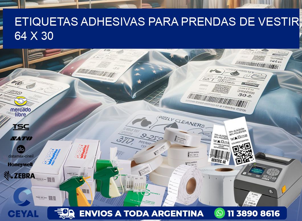 ETIQUETAS ADHESIVAS PARA PRENDAS DE VESTIR  64 x 30