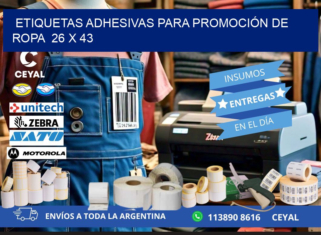 ETIQUETAS ADHESIVAS PARA PROMOCIÓN DE ROPA  26 x 43