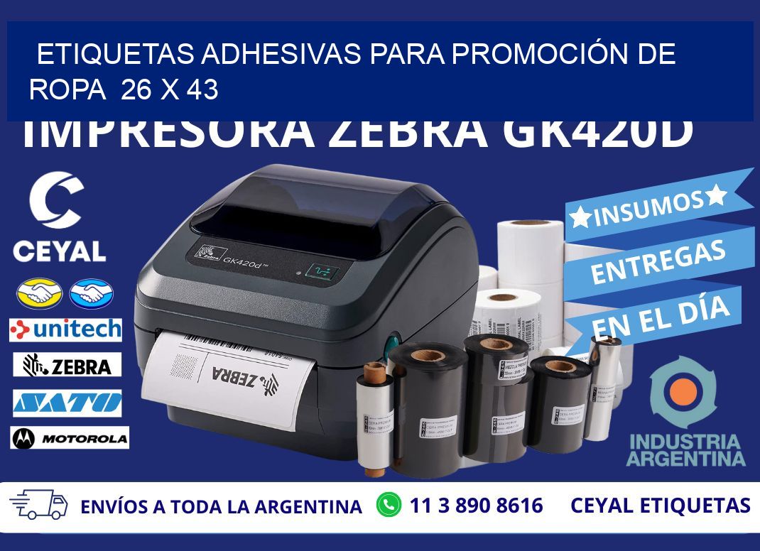 ETIQUETAS ADHESIVAS PARA PROMOCIÓN DE ROPA  26 x 43