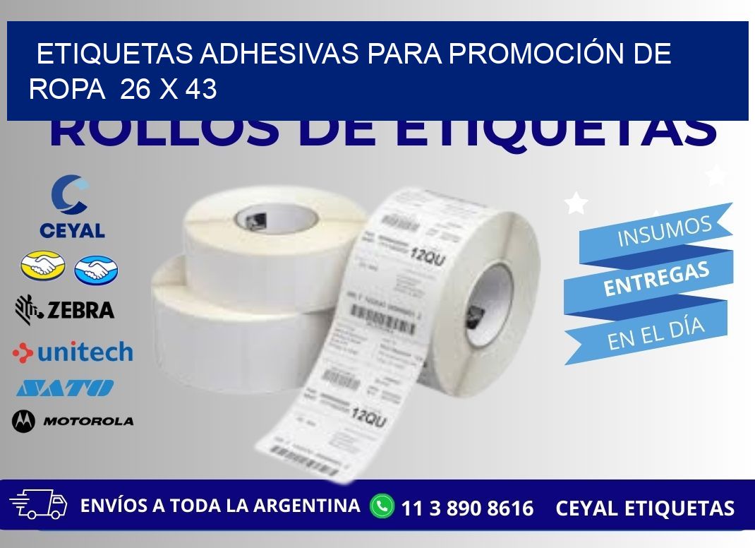 ETIQUETAS ADHESIVAS PARA PROMOCIÓN DE ROPA  26 x 43