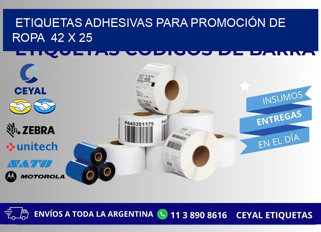 ETIQUETAS ADHESIVAS PARA PROMOCIÓN DE ROPA  42 x 25