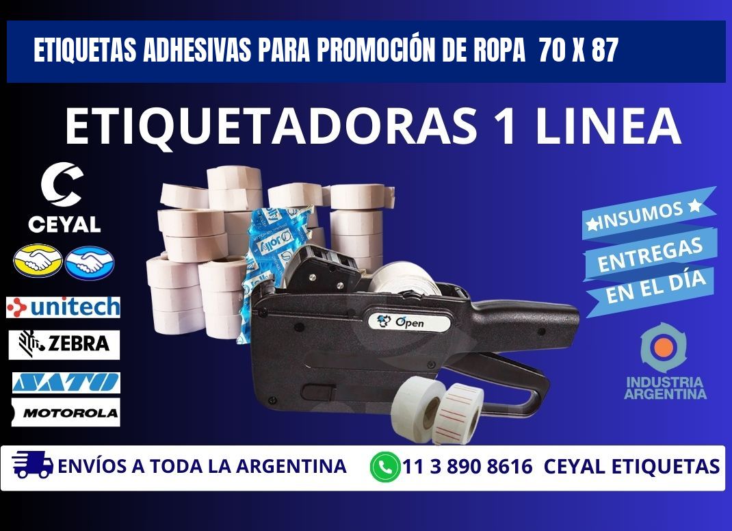 ETIQUETAS ADHESIVAS PARA PROMOCIÓN DE ROPA  70 x 87