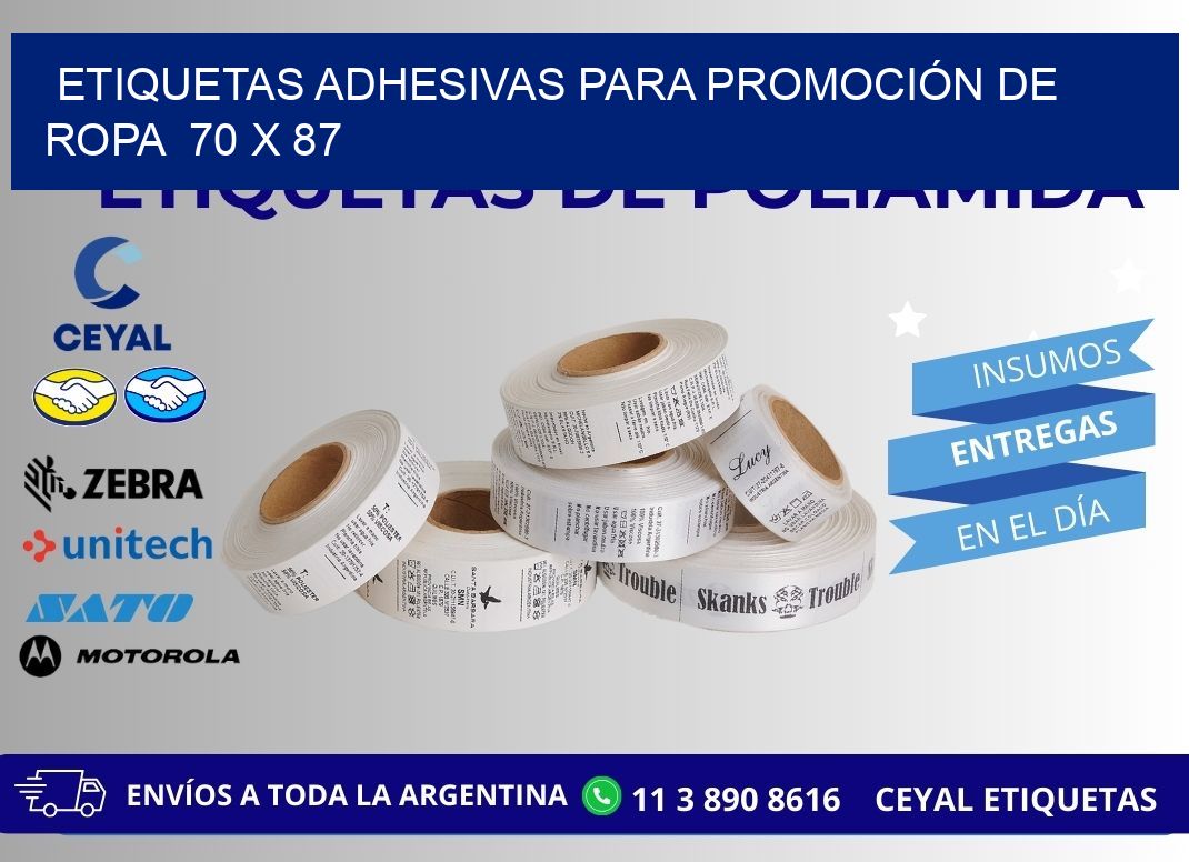 ETIQUETAS ADHESIVAS PARA PROMOCIÓN DE ROPA  70 x 87