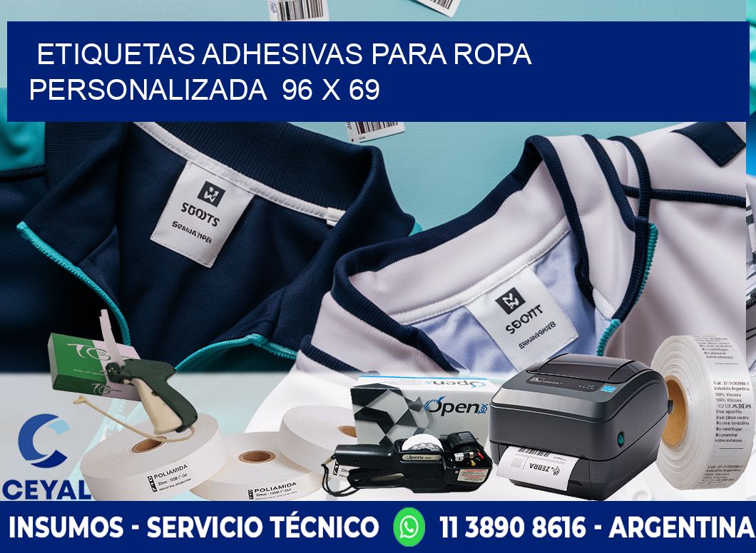 ETIQUETAS ADHESIVAS PARA ROPA PERSONALIZADA  96 x 69