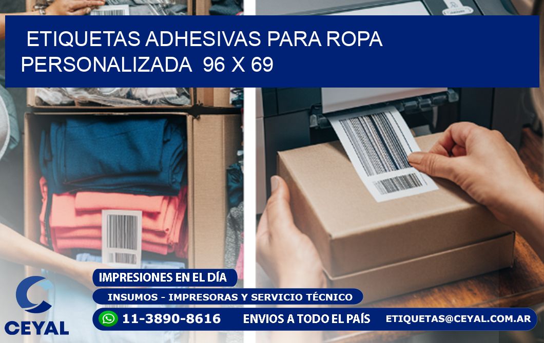 ETIQUETAS ADHESIVAS PARA ROPA PERSONALIZADA  96 x 69