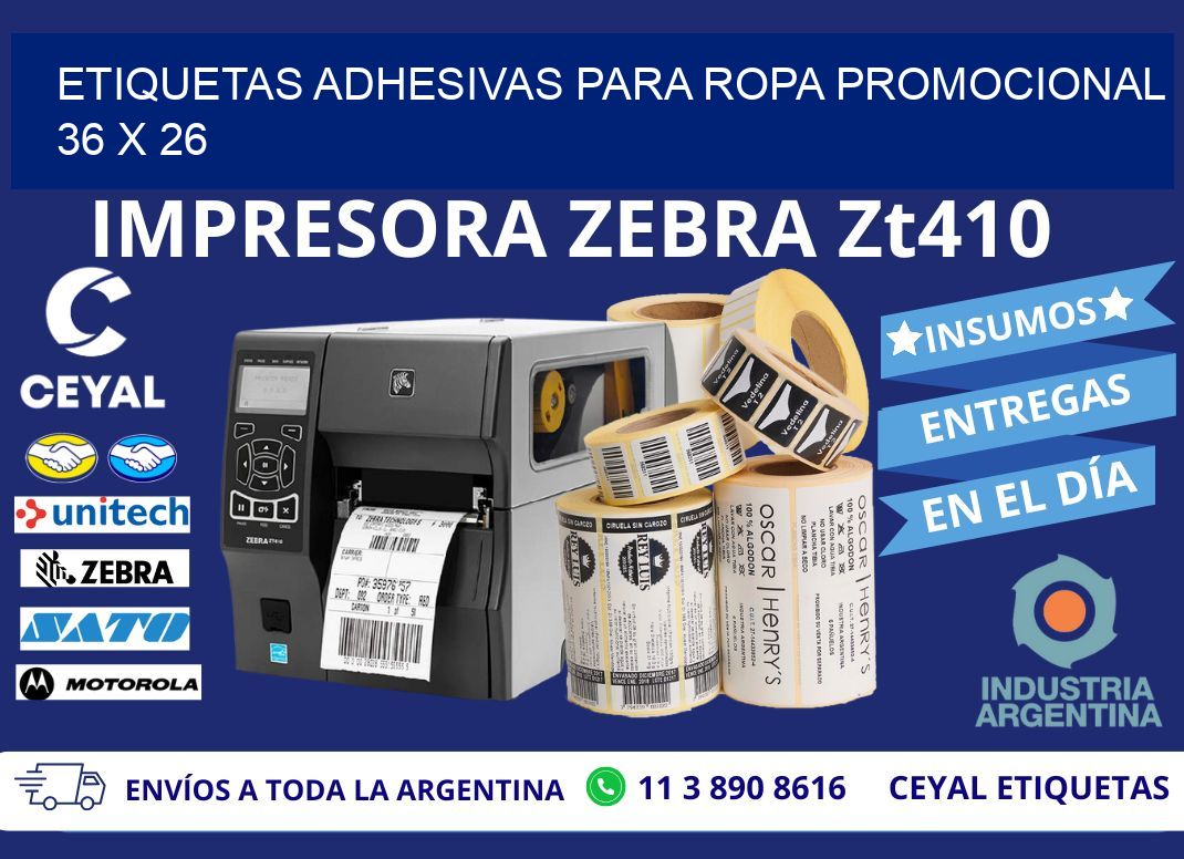 ETIQUETAS ADHESIVAS PARA ROPA PROMOCIONAL  36 x 26