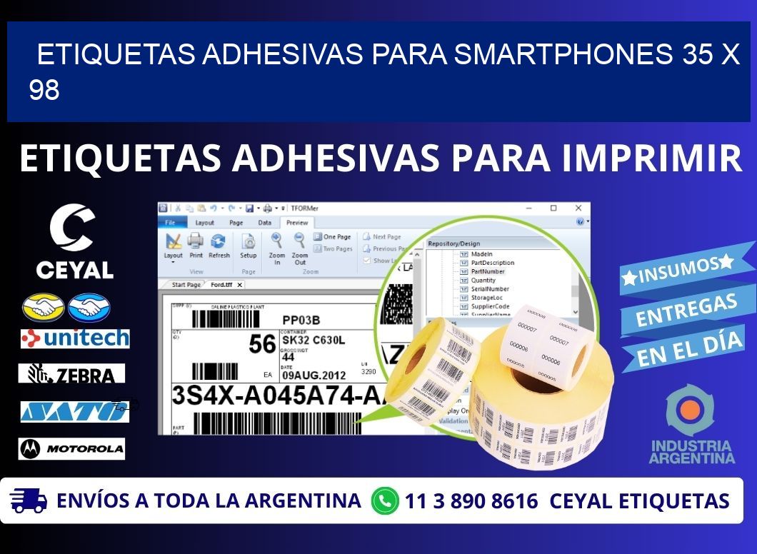 ETIQUETAS ADHESIVAS PARA SMARTPHONES 35 x 98