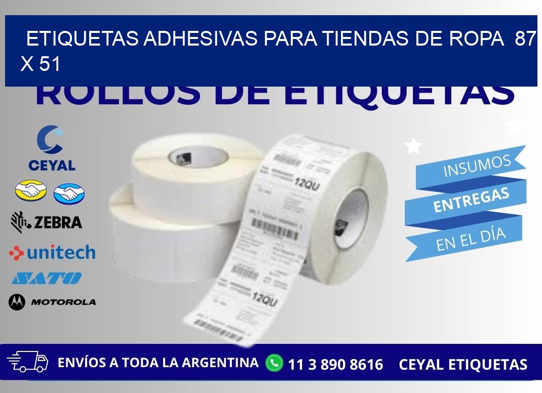 ETIQUETAS ADHESIVAS PARA TIENDAS DE ROPA  87 x 51