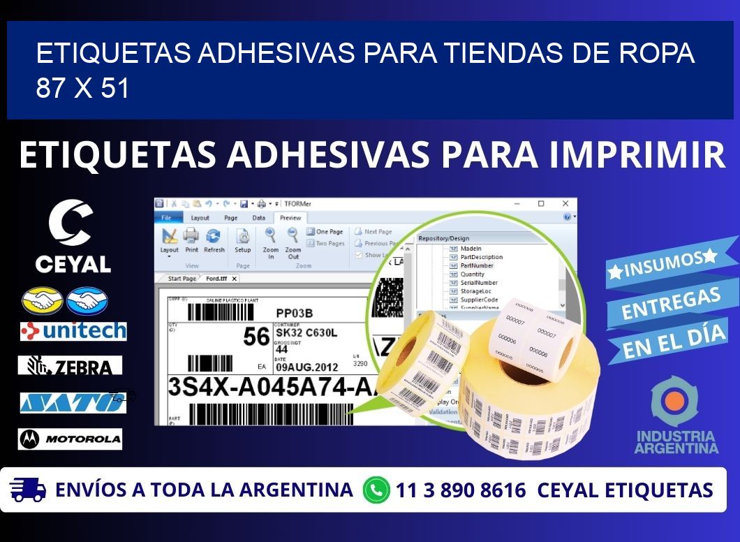 ETIQUETAS ADHESIVAS PARA TIENDAS DE ROPA  87 x 51