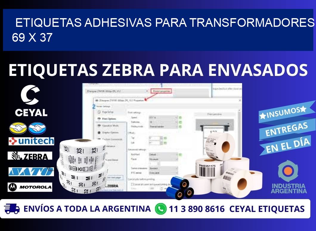 ETIQUETAS ADHESIVAS PARA TRANSFORMADORES 69 x 37