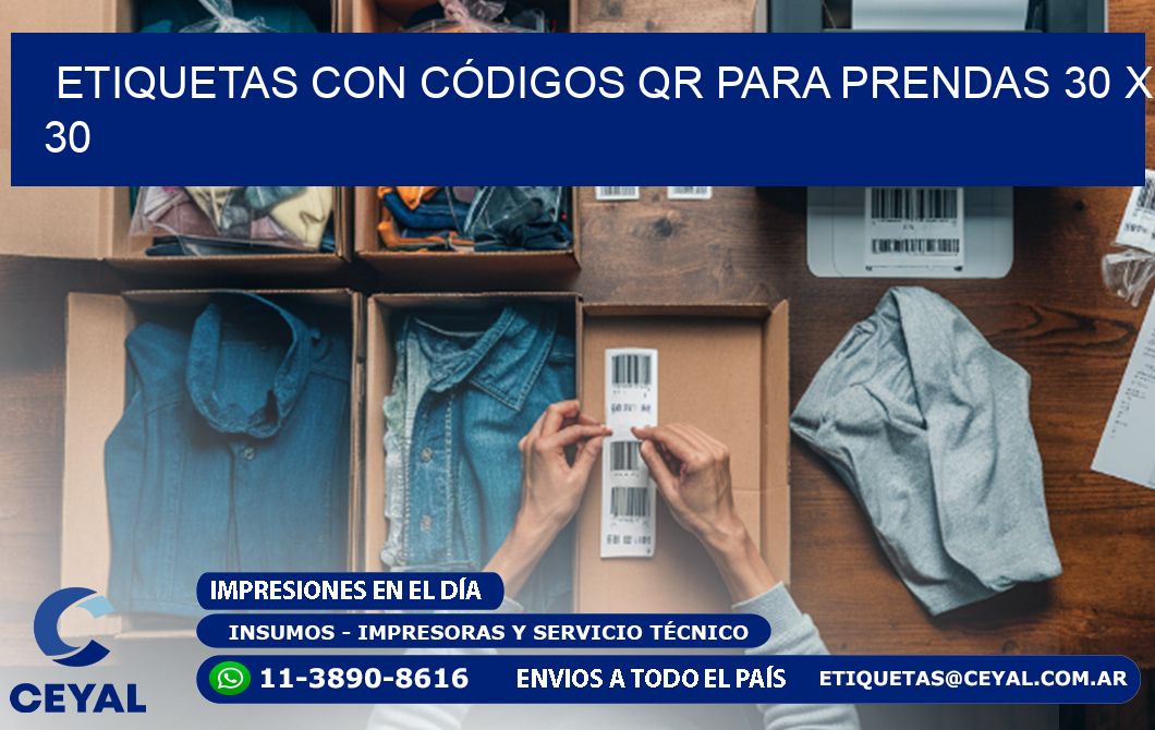 ETIQUETAS CON CÓDIGOS QR PARA PRENDAS 30 x 30