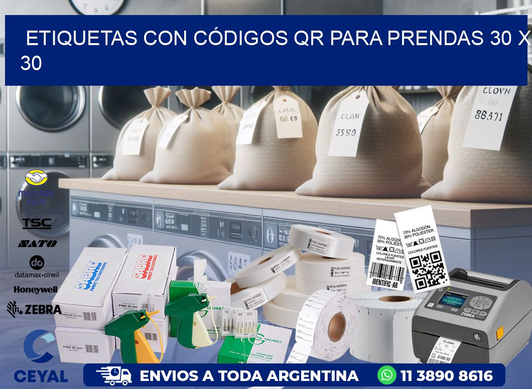 ETIQUETAS CON CÓDIGOS QR PARA PRENDAS 30 x 30