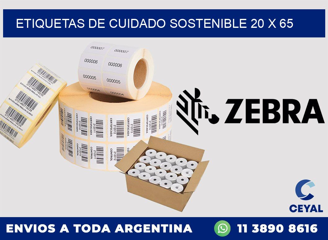 ETIQUETAS DE CUIDADO SOSTENIBLE 20 x 65