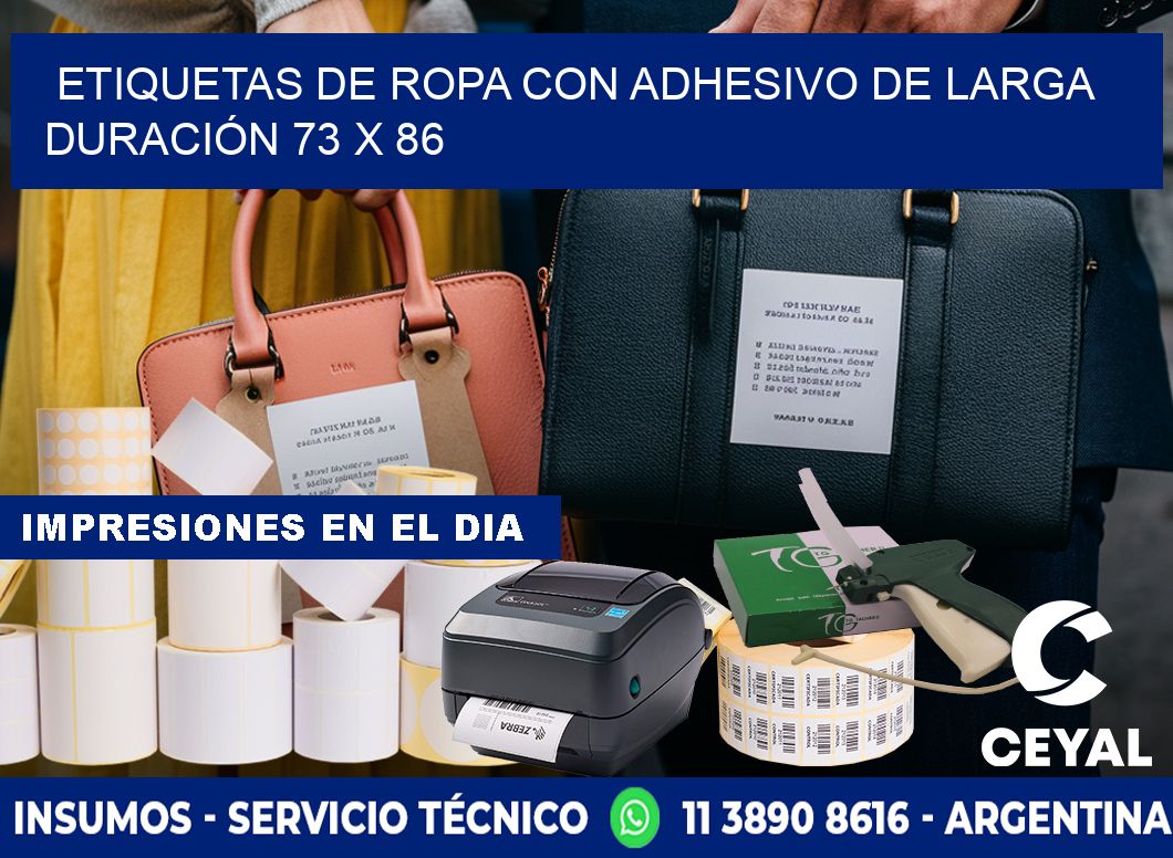 ETIQUETAS DE ROPA CON ADHESIVO DE LARGA DURACIÓN 73 x 86