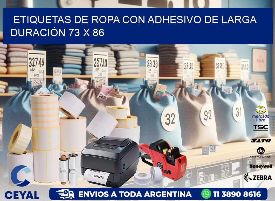 ETIQUETAS DE ROPA CON ADHESIVO DE LARGA DURACIÓN 73 x 86